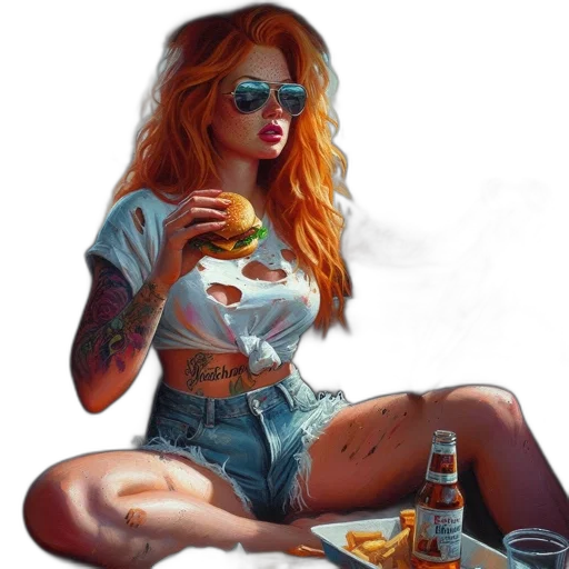 dress, food, photorealistic, oil painting transparent PNG cut-out