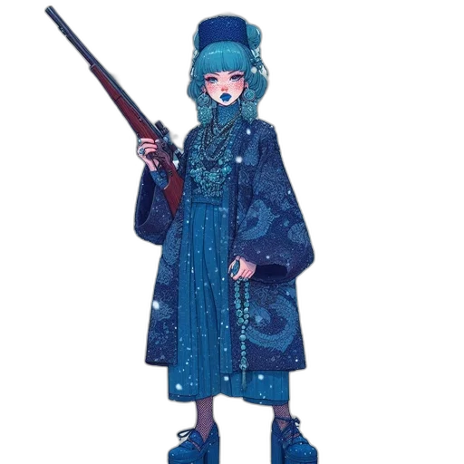 jacket, weapon, staff, hat transparent PNG cut-out