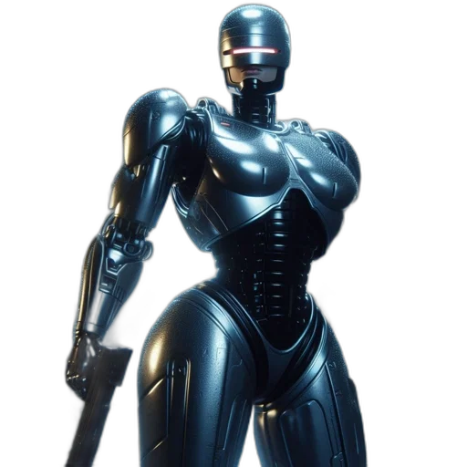 robot, weapon, concept art, 3d render transparent PNG cut-out