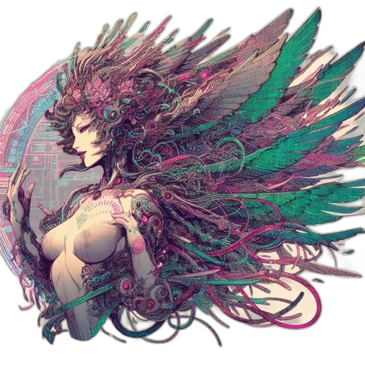 dragon, fantasy art, concept art, cyberpunk transparent PNG cut-out