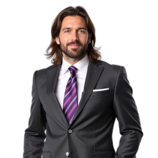 jacket, hair, staff, man transparent PNG cut-out