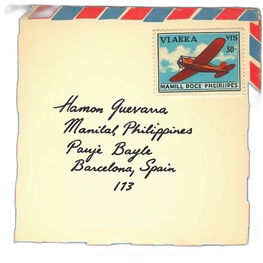 vintage, envelope, blue, red transparent PNG cut-out