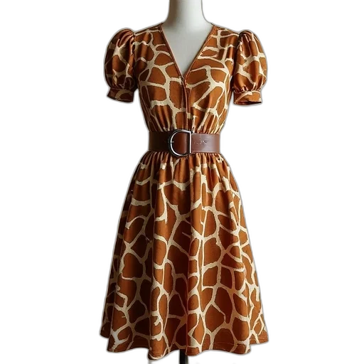 dress, animal, giraffe, print transparent PNG cut-out