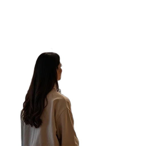 jacket, dress, staff, hair transparent PNG cut-out