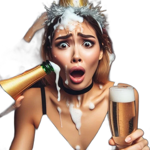 photorealistic, celebration, young, woman transparent PNG cut-out