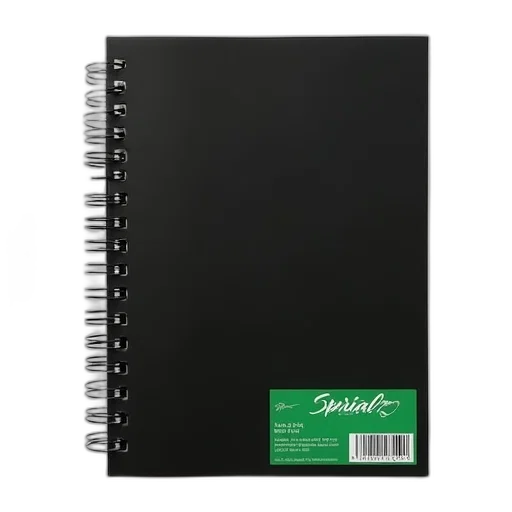 black, spiral, notebook, green transparent PNG cut-out