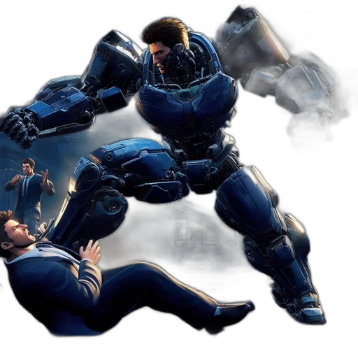 robot, concept art, comic book art, 3d render transparent PNG cut-out