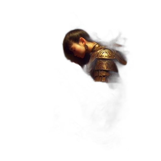 sword, dragon, face, hair transparent PNG cut-out