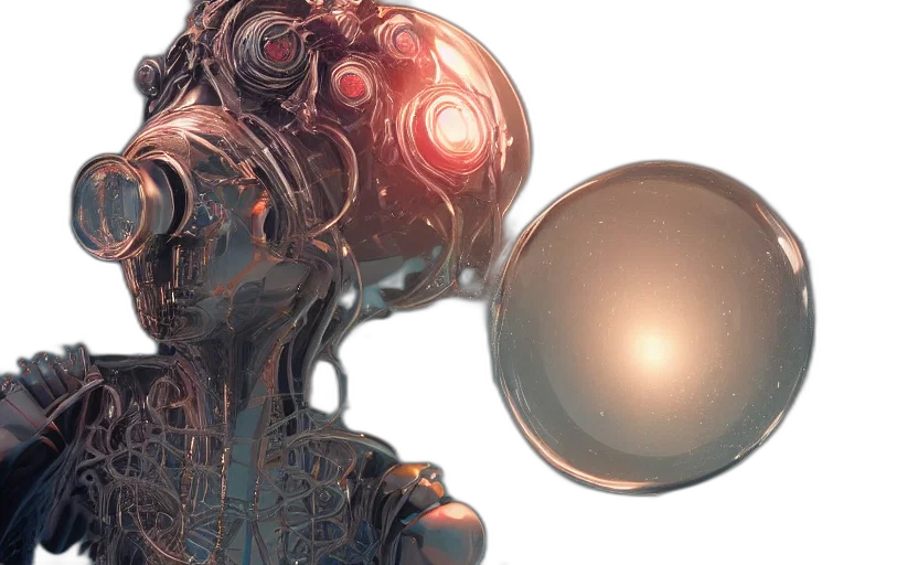 robot, concept art, 3d render, cyberpunk transparent PNG cut-out