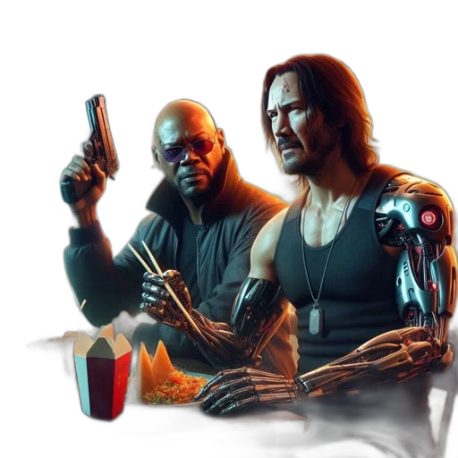 weapon, concept art, cyberpunk, comic book art transparent PNG cut-out