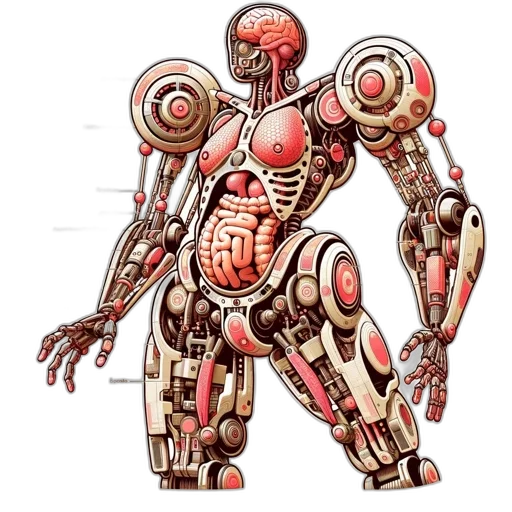 robot, concept art, 3d render, comic book art transparent PNG cut-out
