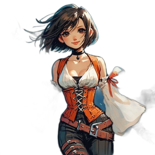 dress, jacket, staff, weapon transparent PNG cut-out