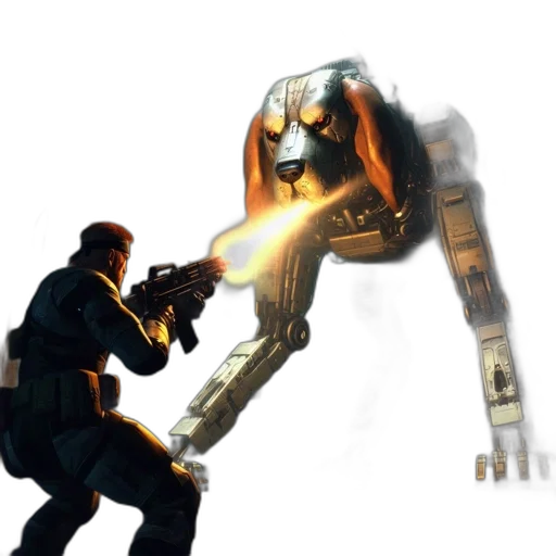 robot, weapon, staff, jacket transparent PNG cut-out