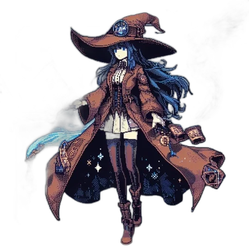 staff, hat, dress, concept art transparent PNG cut-out