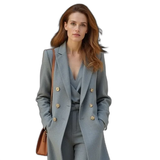 jacket, dress, earth tones, blue transparent PNG cut-out