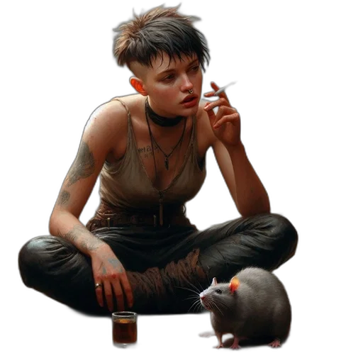 concept art, cyberpunk, photorealistic, fantasy art transparent PNG cut-out