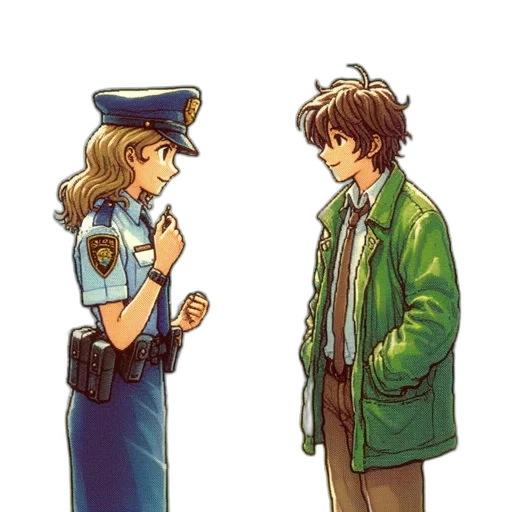 jacket, staff, concept art, anime transparent PNG cut-out