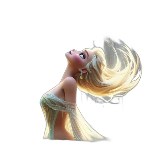 hair, dress, 3d render, concept art transparent PNG cut-out