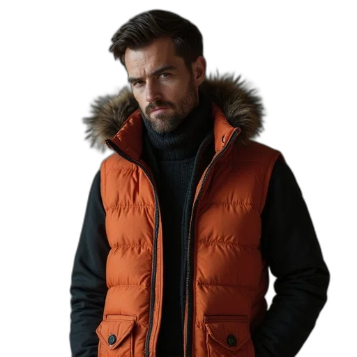 jacket, moncleur, padded, vest transparent PNG cut-out