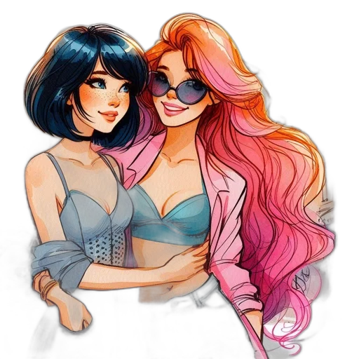 watercolor, comic book art, cartoon, anime transparent PNG cut-out