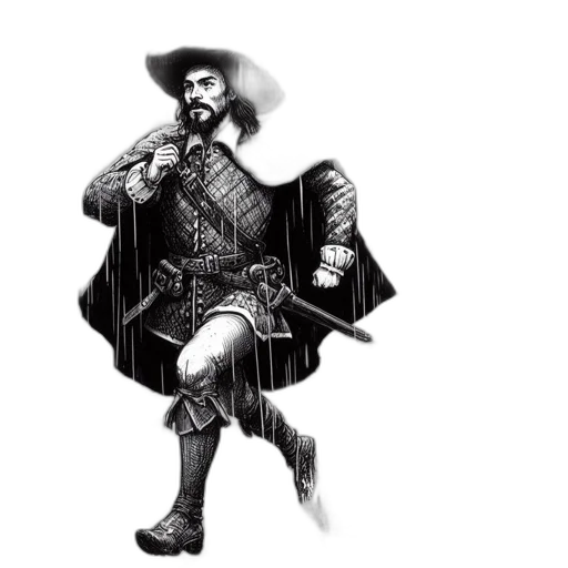 jacket, staff, hat, weapon transparent PNG cut-out