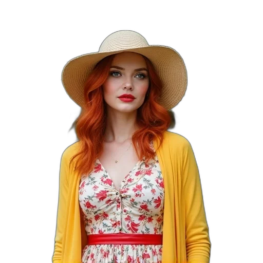 dress, hat, jacket, photorealistic transparent PNG cut-out