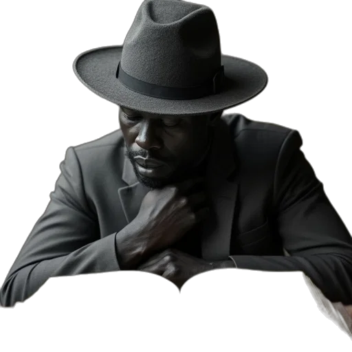 hat, jacket, face, photorealistic transparent PNG cut-out