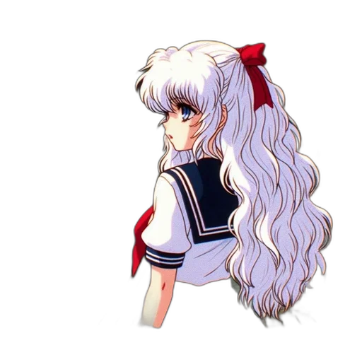 hair, staff, dress, robot transparent PNG cut-out