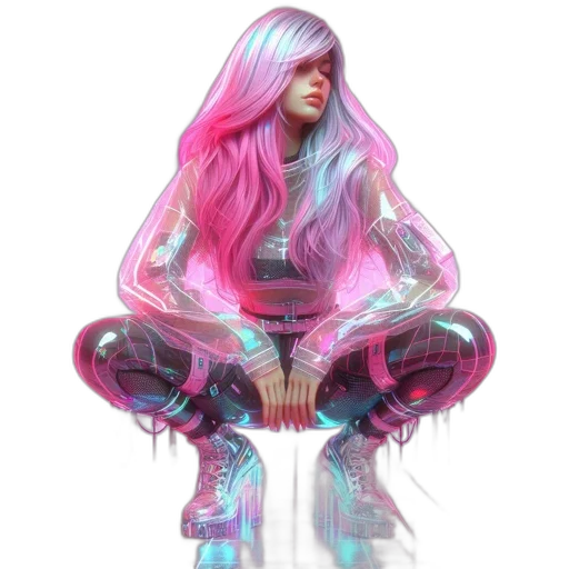 hair, jacket, creature, robot transparent PNG cut-out