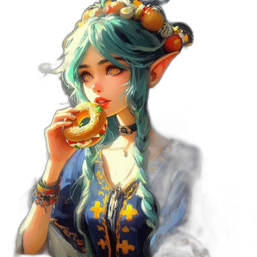 food, dragon, staff, dress transparent PNG cut-out