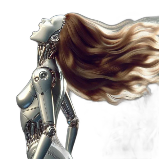 robot, hair, dress, comic book art transparent PNG cut-out