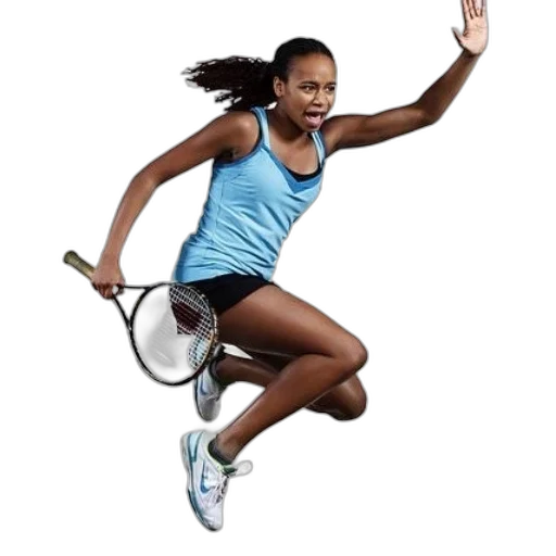 female, tennis, player, mid-air transparent PNG cut-out
