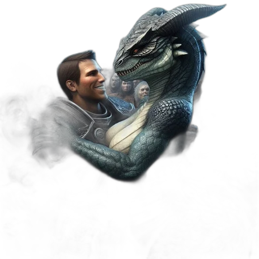 dragon, creature, animal, staff transparent PNG cut-out
