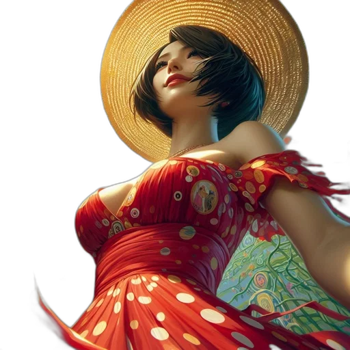 dress, hat, umbrella, jewelry transparent PNG cut-out