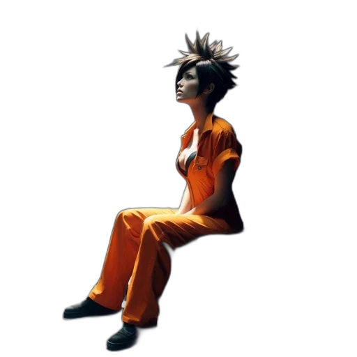 hair, staff, dress, creature transparent PNG cut-out