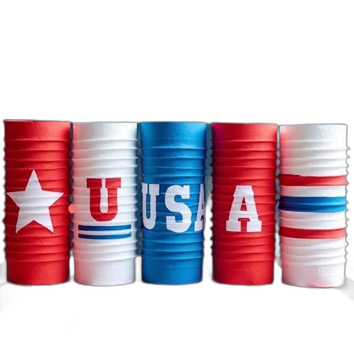 row, five, cylindrical, paper transparent PNG cut-out