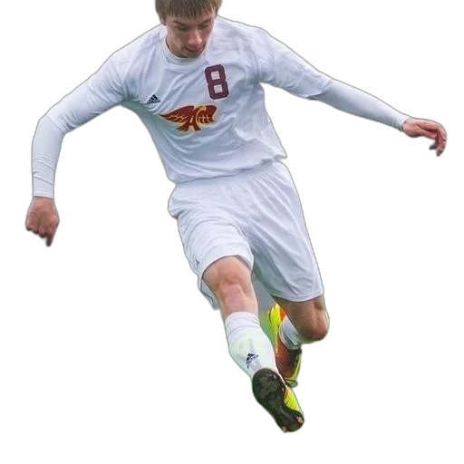 soccer, player, white, uniform transparent PNG cut-out