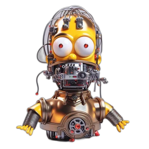 robot, mask, 3d render, concept art transparent PNG cut-out