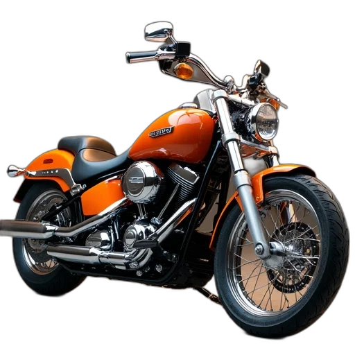photorealistic, 3d render, orange, harley transparent PNG cut-out