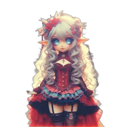 dress, staff, flower, dragon transparent PNG cut-out
