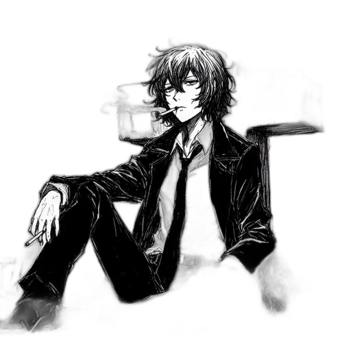 jacket, robot, staff, weapon transparent PNG cut-out