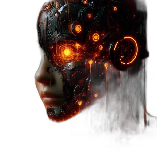 robot, face, mask, cyberpunk transparent PNG cut-out