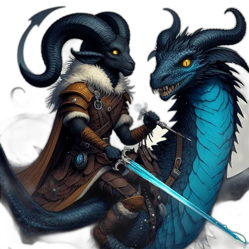 dragon, sword, staff, fantasy art transparent PNG cut-out