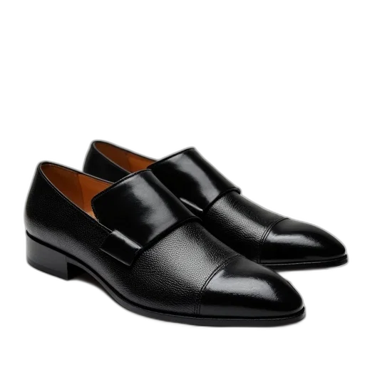 shoes, pair, black, leather transparent PNG cut-out