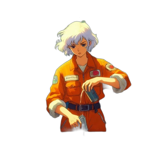 jacket, staff, weapon, robot transparent PNG cut-out