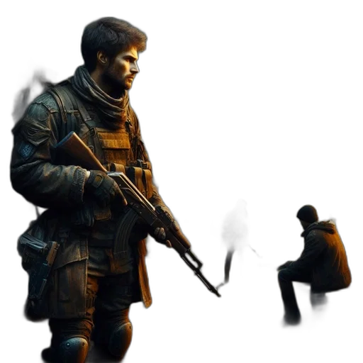 weapon, jacket, staff, concept art transparent PNG cut-out