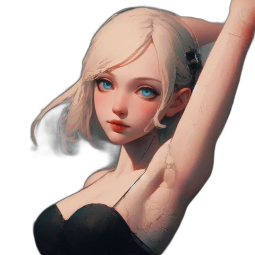 dress, face, staff, weapon transparent PNG cut-out