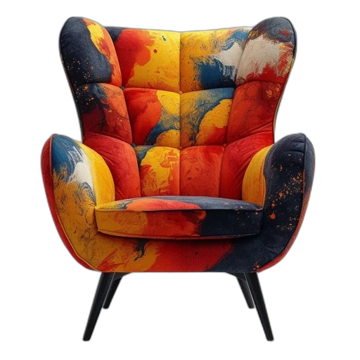 furniture, 3d render, outer space, colorful transparent PNG cut-out