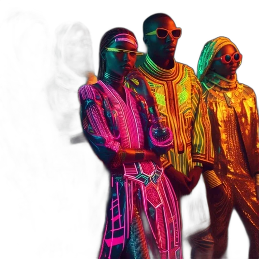 jacket, neon, five, individuals transparent PNG cut-out