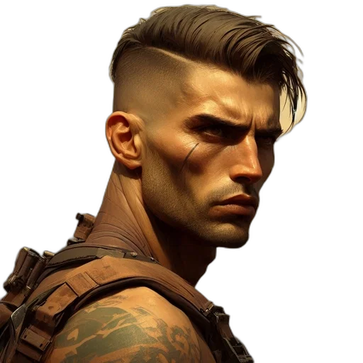 face, hair, cyberpunk, photorealistic transparent PNG cut-out